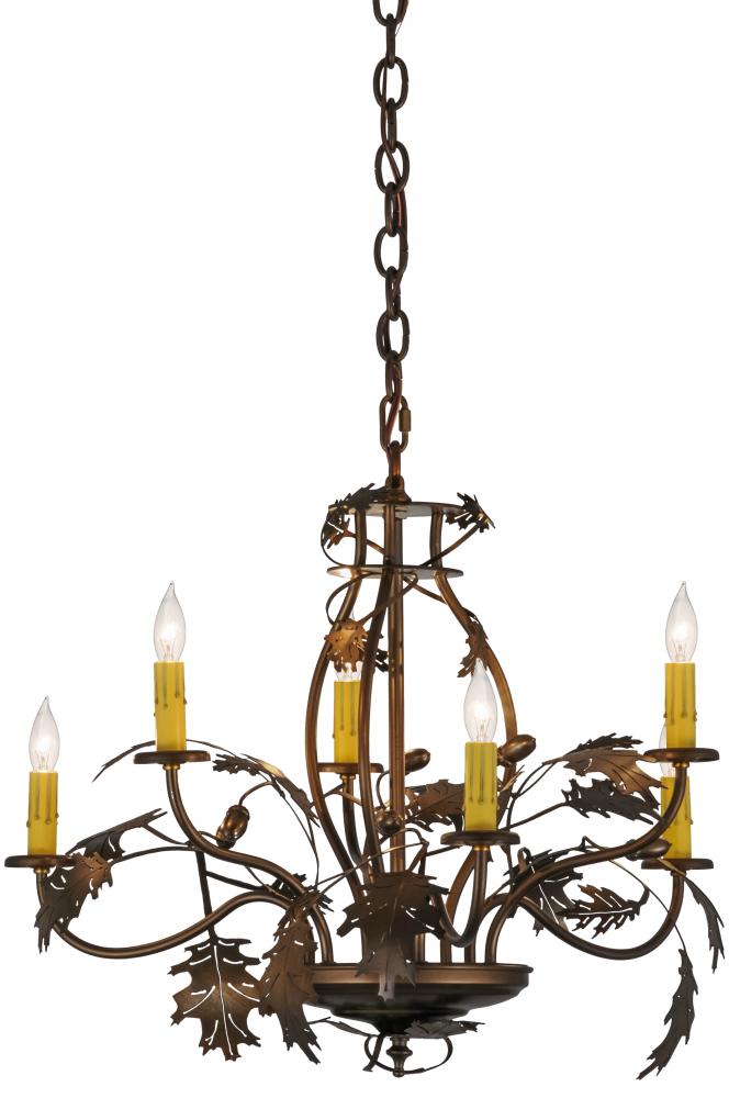 28"W Oak Leaf & Acorn 6 LT Chandelier