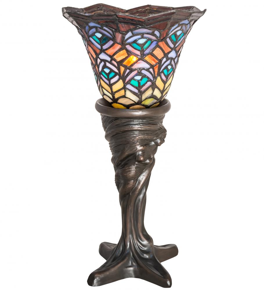 16" High Tiffany Peacock Feather Mini Lamp