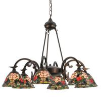 Meyda Blue 27399 - 32"W Tiffany Rosebush 6 LT Chandelier