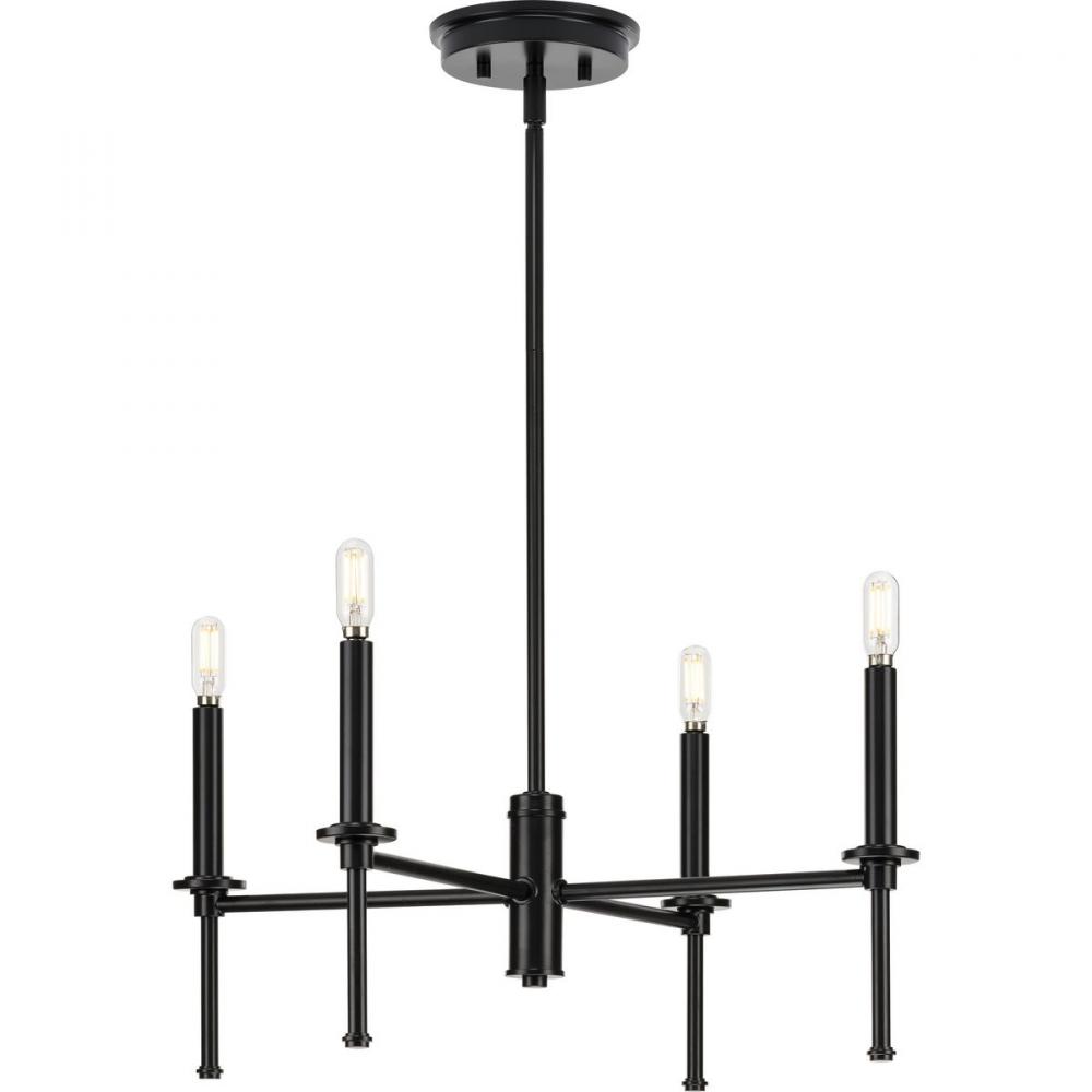 Elara Collection Four-Light New Traditional Matte Black Chandelier Light