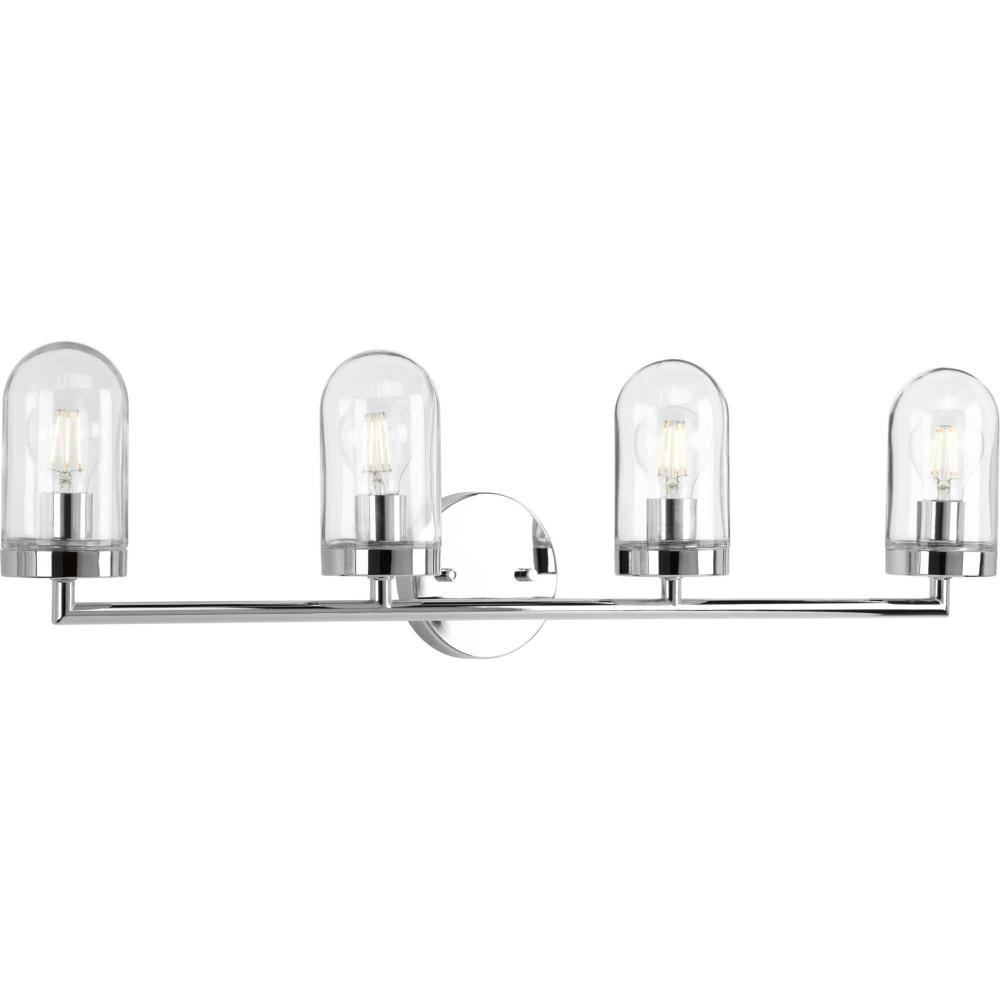 Signal Collection Four-Light Polished Chrome Clear Glass Coastal Bath Vanity Light