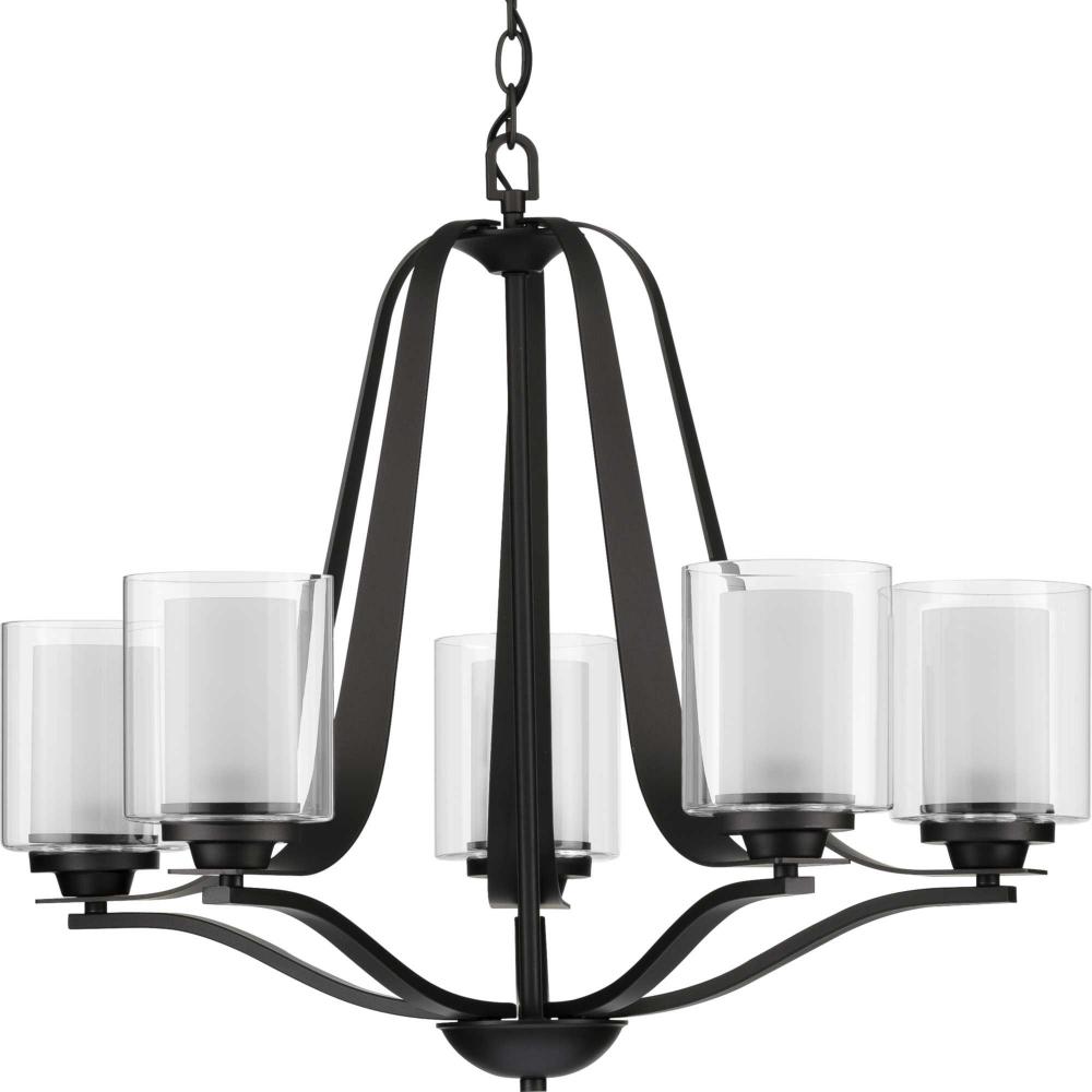 Kene Collection Five-Light Graphite Clear Glass Craftsman Chandelier Light