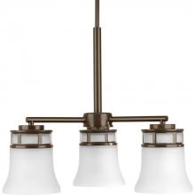 Progress P4612-20 - Cascadia Collection Three-Light Antique Bronze Etched Glass Coastal Chandelier Light