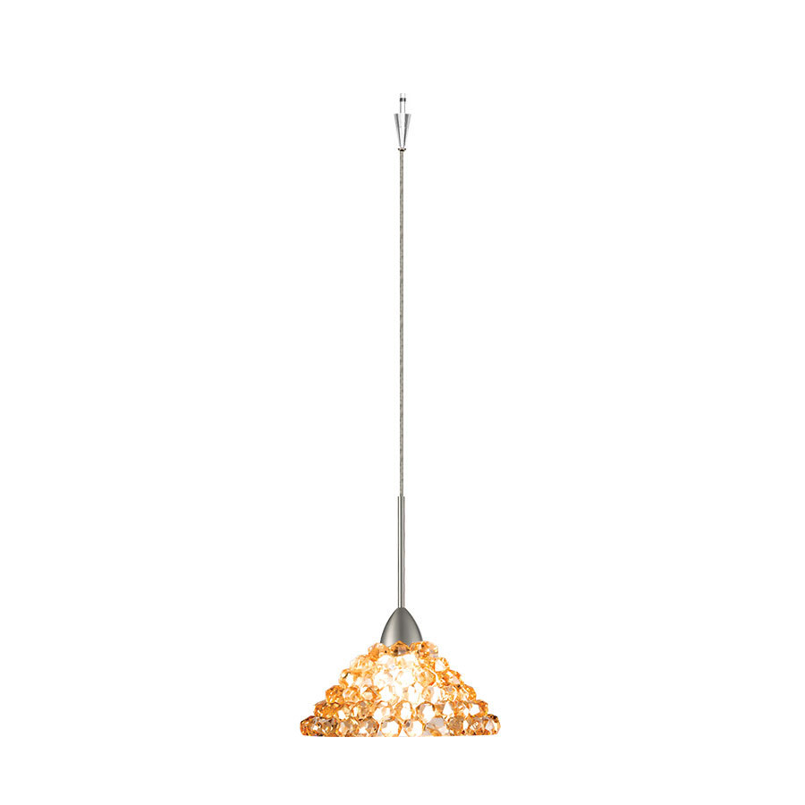 Giselle 1 Light Quick Connect Pendant with Champagne Diamond Crystals in Brushed Nickel