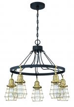 Craftmade 50625-FBSB - Thatcher 5 Light Chandelier in Flat Black/Satin Brass