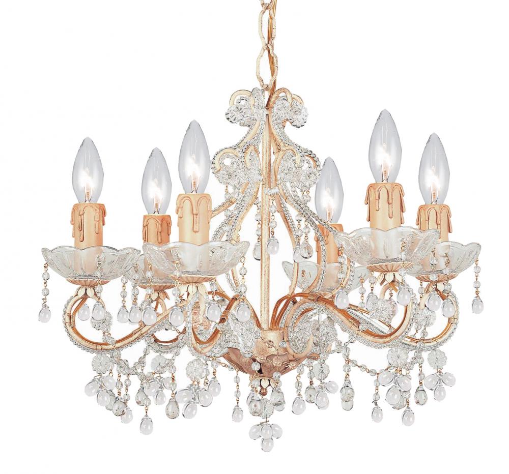 Paris Market 6 Light Murano Crystal Champagne Mini Chandelier