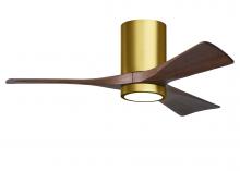 Matthews Fan Company IR3HLK-BRBR-WA-42 - Irene-3HLK three-blade flush mount paddle fan in Brushed Brass finish with 42” solid walnut tone