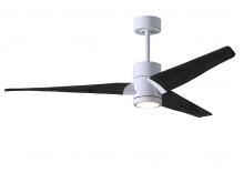 Matthews Fan Company SJ-WH-BK-52 - Super Janet three-blade ceiling fan in Gloss White finish with 52” solid matte blade wood blades