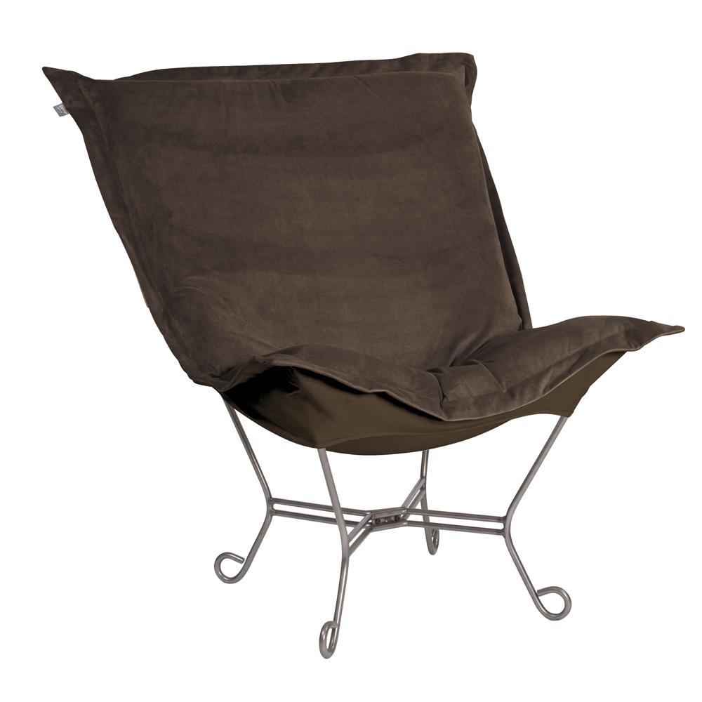 Scroll Puff Chair Bella Chocolate Titanium Frame