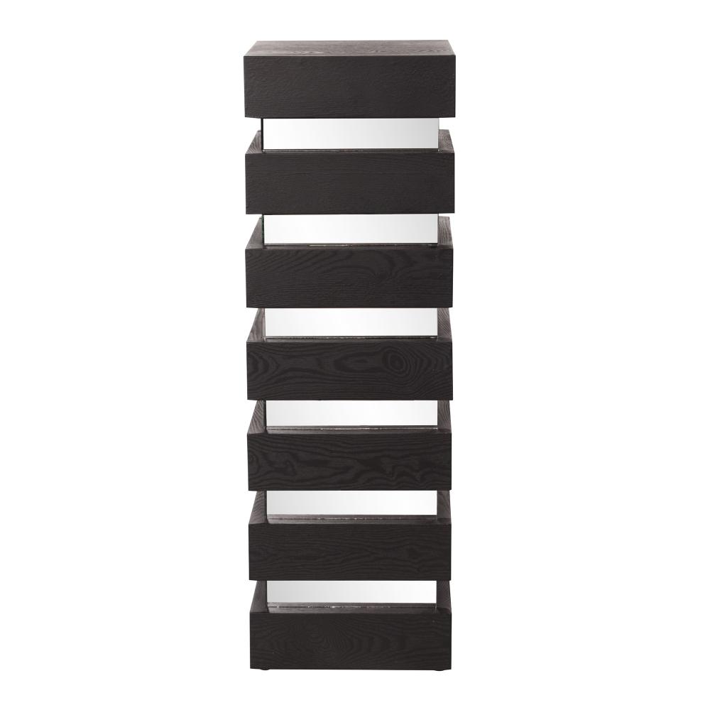 Stepped Black Wood Veneer Pedestal with Mirror - Tall