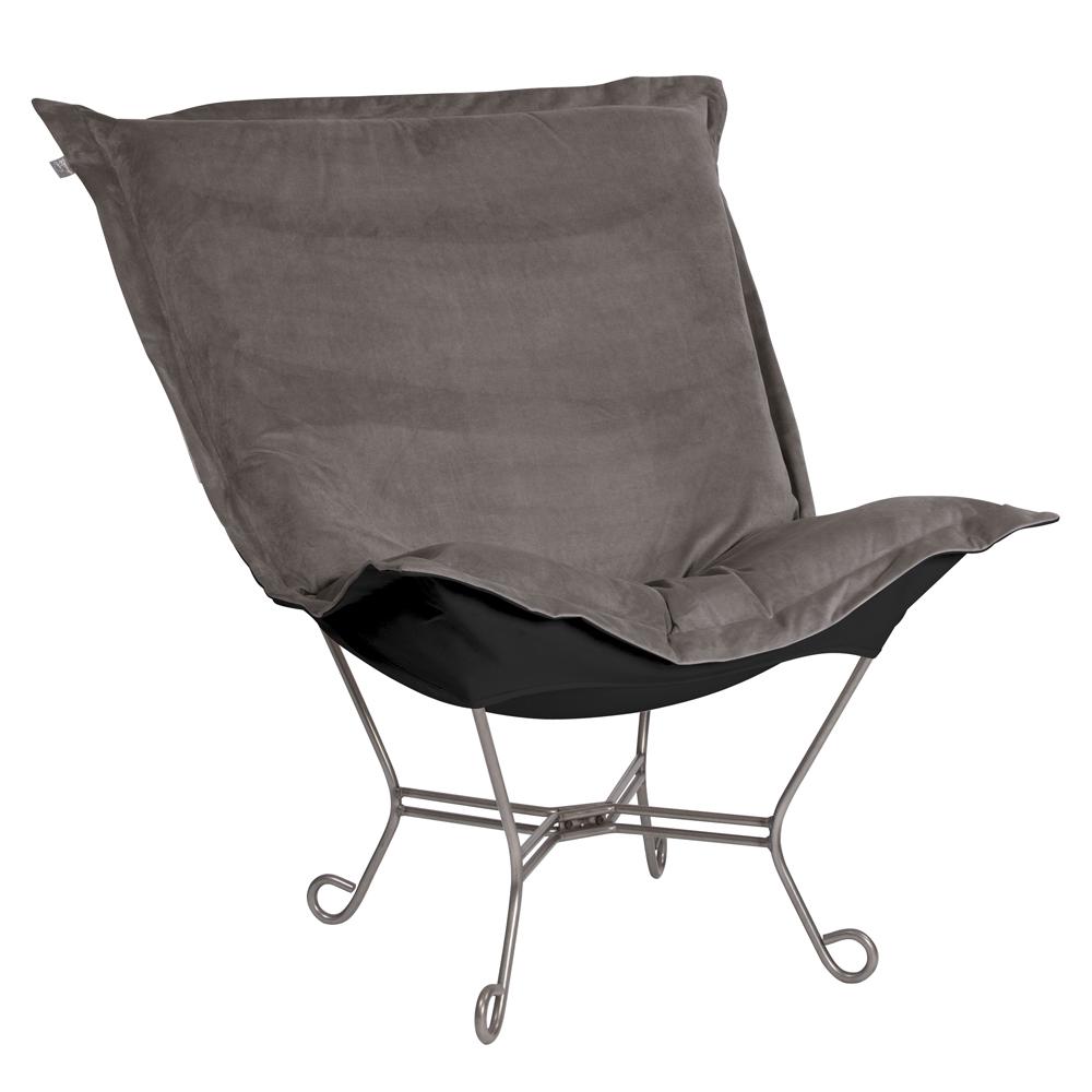 Scroll Puff Chair Bella Pewter Titanium Frame