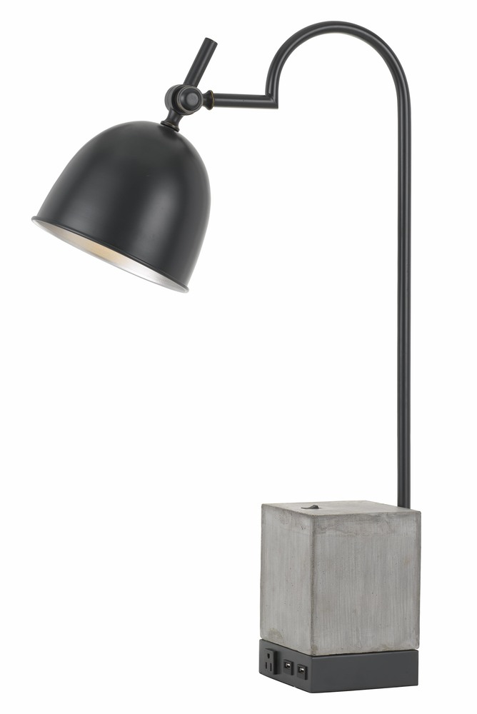 60w Beaumont Metal Desk Lamp With Cement Base 1 Electrical Outlet