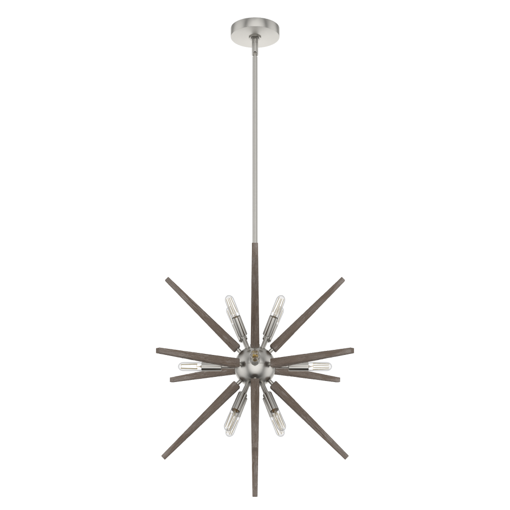 Hunter Jupiter Star Brushed Nickel 12 Light Pendant Ceiling Light Fixture