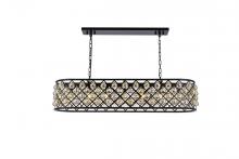 Elegant 1216G50MB-GT/RC - Madison 7 Light Matte Black Chandelier Golden Teak (Smoky) Royal Cut Crystal