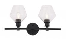 Elegant LD2312BK - Gene 2 Light Black and Clear Glass Wall Sconce