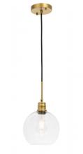 Elegant LD6206BR - Emett 1 Light Brass and Clear Glass Pendant