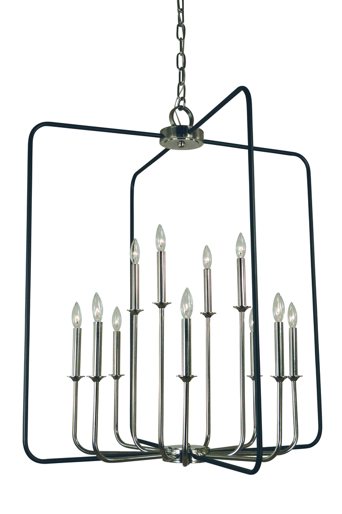 12-Light Polished Nickel/Matte Black Boulevard Chandelier