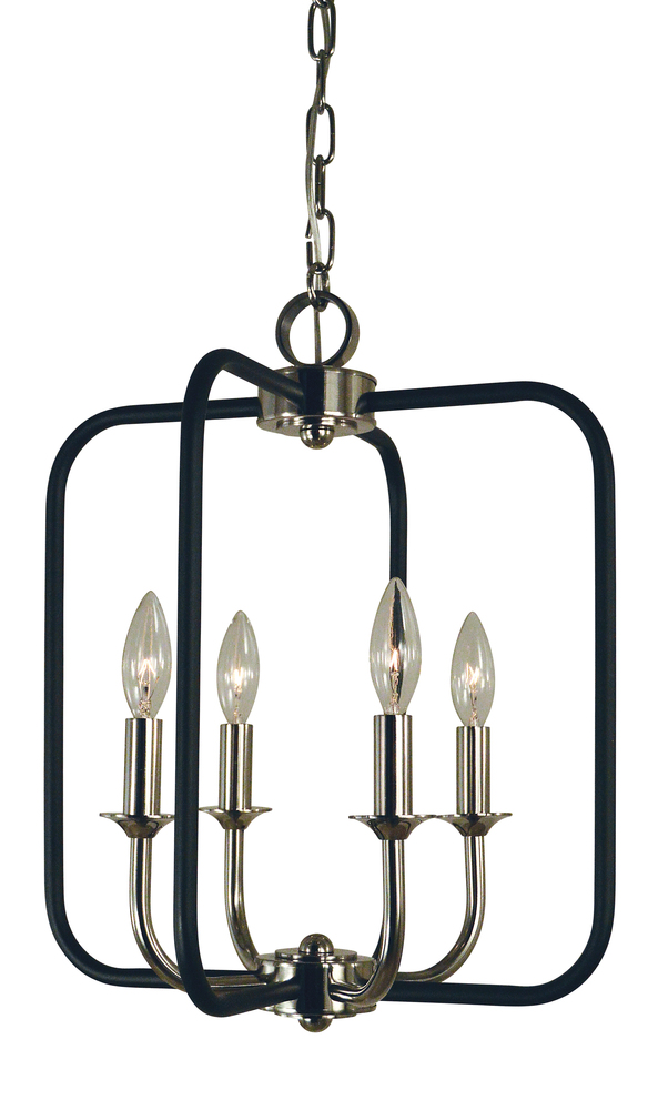 4-Light Antique Brass/Matte Black Boulevard Chandelier