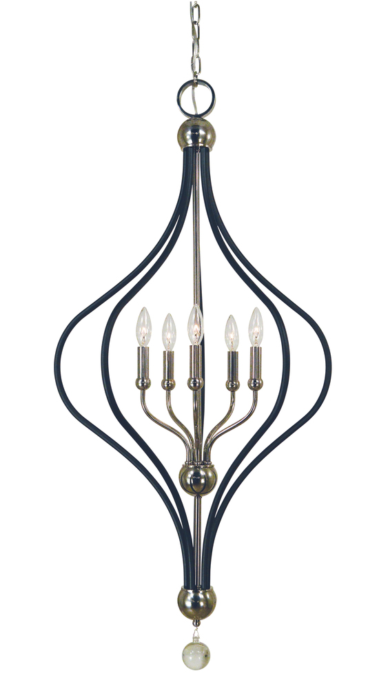 5-Light Antique Brass/Matte Black Boulevard Chandelier