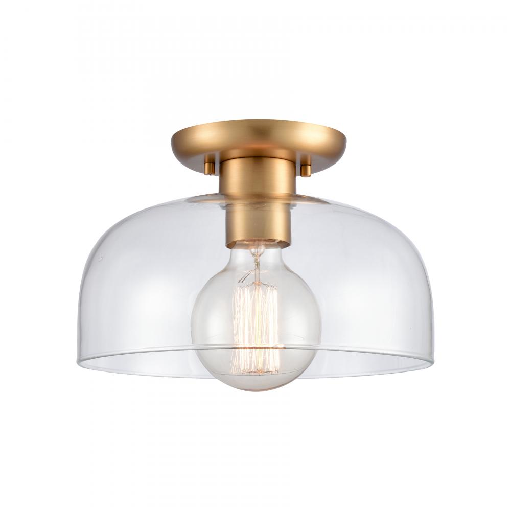 Brewer 10'' Wide 1-Light Semi Flush Mount - Brushed Gold